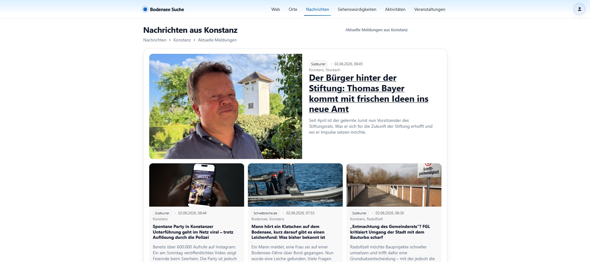 Nachrichten aus Orten und Städten am Bodensee