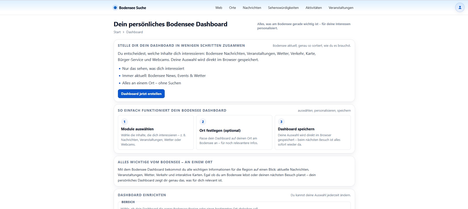 Persönliches Bodensee Dashboard